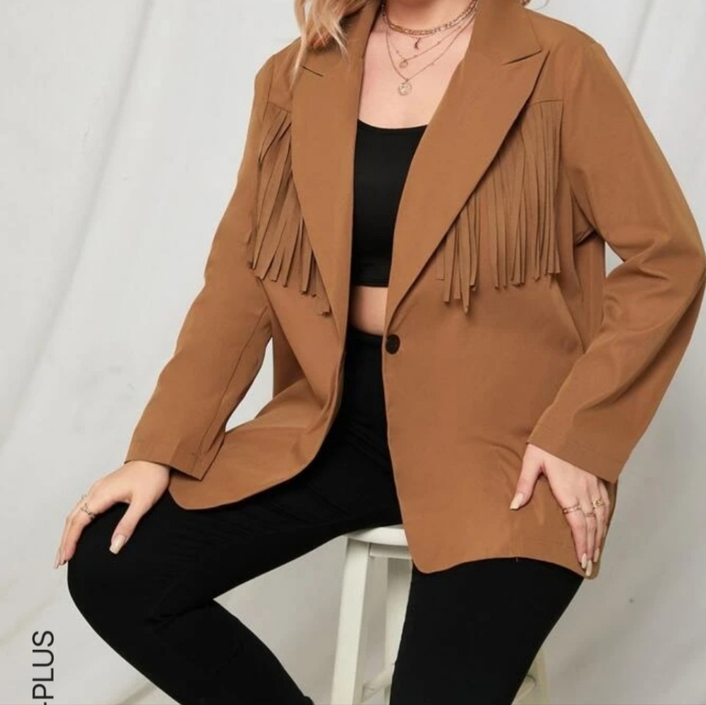 Suede Fringe Blazer